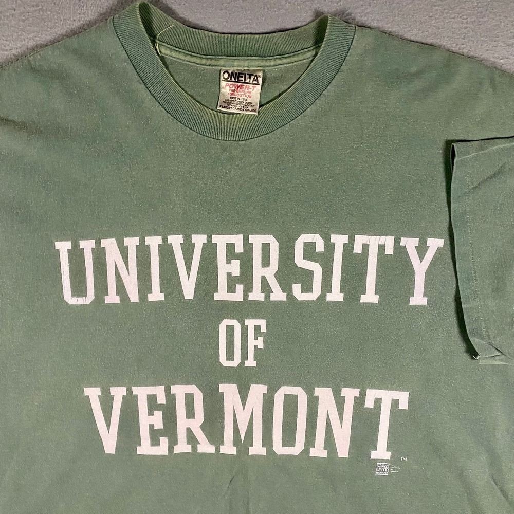 Vintage Oneita Power-T University of Vermont T Shirt XL Made USA Single Stitch